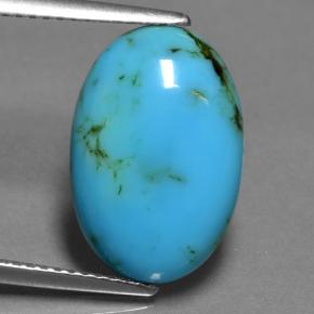 Turchese naturale blu da 4,42 ct, taglio ovale, opaco