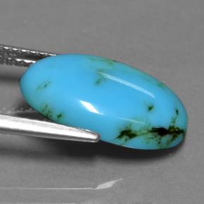 Turchese naturale blu da 4,42 ct, taglio ovale, opaco