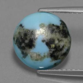 Turchese naturale blu da 2,87 ct, taglio rotondo, opaco