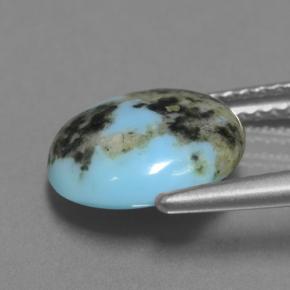 Turchese naturale blu da 2,87 ct, taglio rotondo, opaco