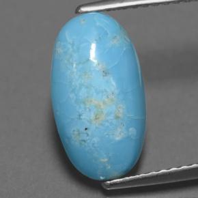 Turchese naturale blu da 2,85 ct, taglio ovale, opaco