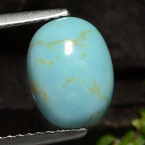 Turchese naturale blu da 1,72 ct, taglio ovale, opaco