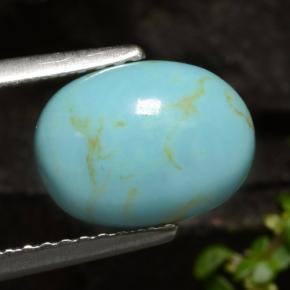 Turchese naturale blu da 1,72 ct, taglio ovale, opaco