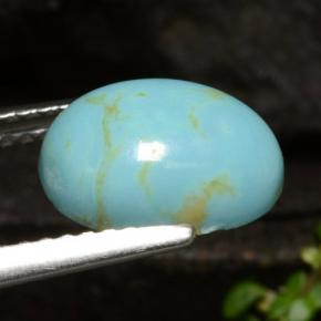 Turchese naturale blu da 1,72 ct, taglio ovale, opaco