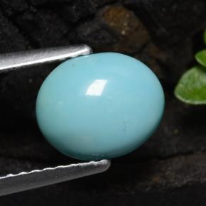 Turchese naturale blu da 1,11 ct, taglio ovale, opaco