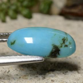 Turchese naturale blu da 1,95 ct, taglio ovale, opaco