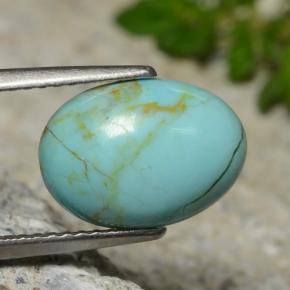 Turchese naturale blu da 2,15 ct, taglio ovale, opaco