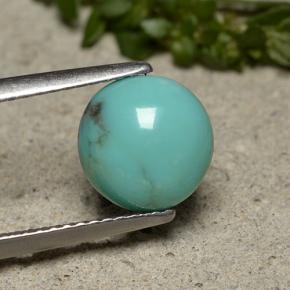 Turchese naturale blu da 1,95 ct, taglio rotondo, opaco