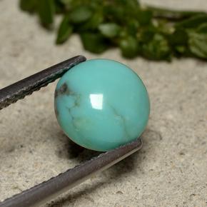 Turchese naturale blu da 1,95 ct, taglio rotondo, opaco