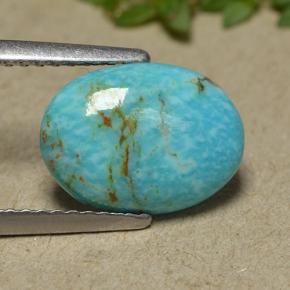 Turchese blu naturale da 1,72 ct, taglio ovale, opaco