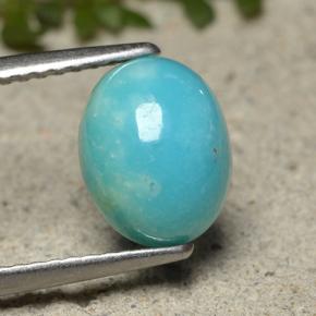 Turchese naturale blu da 1,84 ct, taglio ovale, opaco