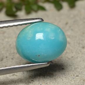 Turchese naturale blu da 1,84 ct, taglio ovale, opaco