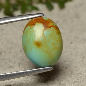 Turchese naturale verde da 1,91 ct, taglio ovale, opaco