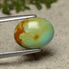 Turchese naturale verde da 1,91 ct, taglio ovale, opaco
