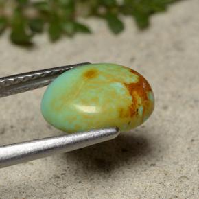 Turchese naturale verde da 1,91 ct, taglio ovale, opaco