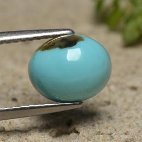 Turchese naturale blu da 2,00 ct, taglio ovale, opaco