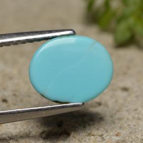 Turchese naturale blu da 2,00 ct, taglio ovale, opaco