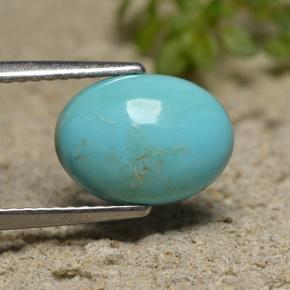 Turchese naturale blu da 2,15 ct, taglio ovale, opaco