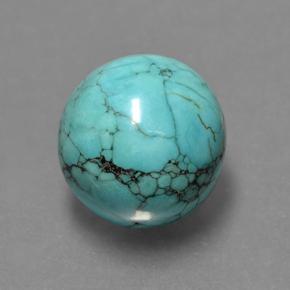 Turchese naturale blu da 4,62 ct, taglio rotondo, opaco