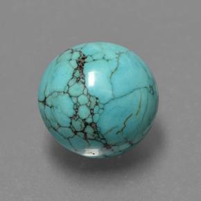 Turchese naturale blu da 4,62 ct, taglio rotondo, opaco