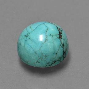 Turchese naturale blu da 4,62 ct, taglio rotondo, opaco