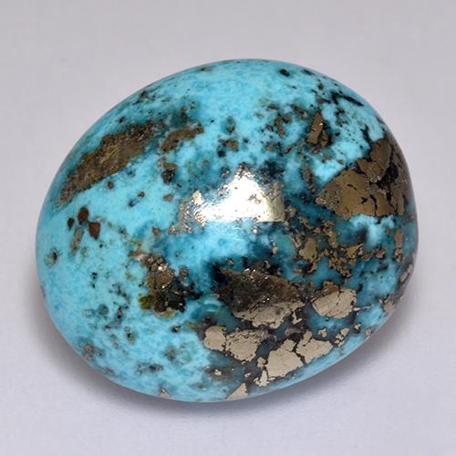 Turchese naturale blu da 23,38 ct, taglio ovale, opaco