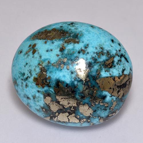 Turchese naturale blu da 23,38 ct, taglio ovale, opaco