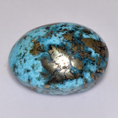 Turchese naturale blu da 23,38 ct, taglio ovale, opaco