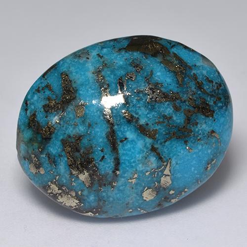 Turchese naturale turchese da 45,58 ct, taglio ovale, opaco