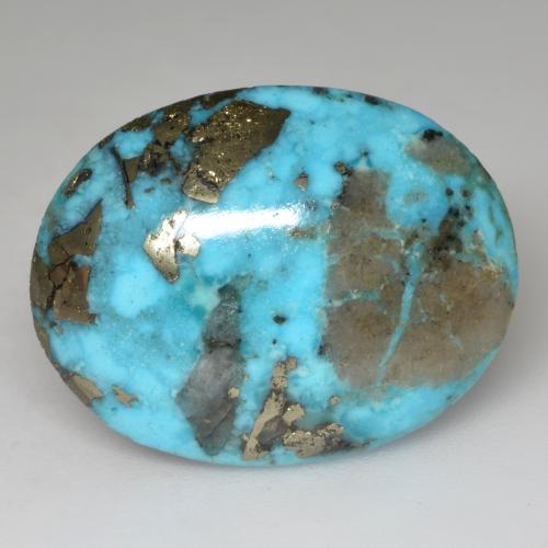 Turchese naturale turchese da 24,20 ct, taglio ovale, opaco
