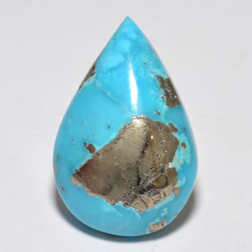 Turchese naturale turchese da 12,80 ct, taglio a pera, opaco