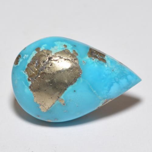 Turchese naturale turchese da 12,80 ct, taglio a pera, opaco
