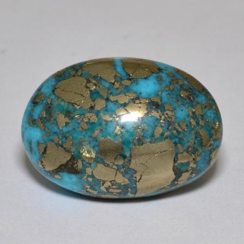 Turchese naturale turchese da 17,42 ct, taglio ovale, opaco
