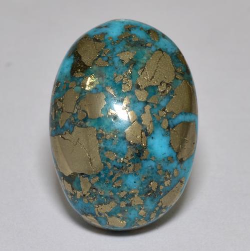 Turchese naturale turchese da 17,42 ct, taglio ovale, opaco