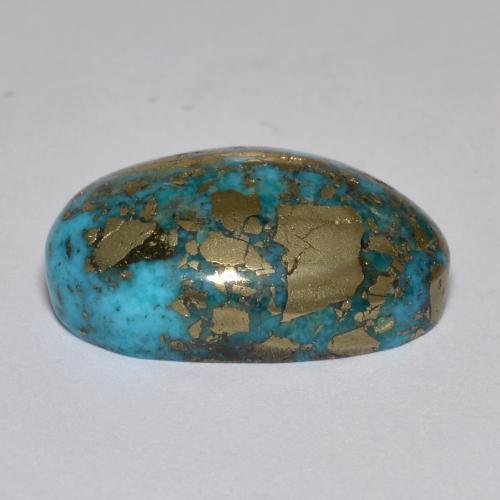 Turchese naturale turchese da 17,42 ct, taglio ovale, opaco