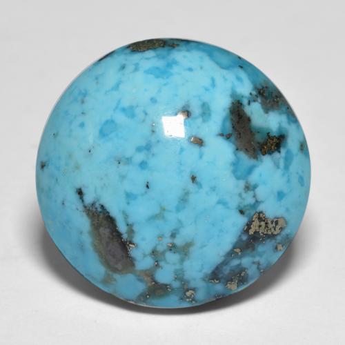Turchese naturale turchese da 18,58 ct, taglio rotondo, opaco
