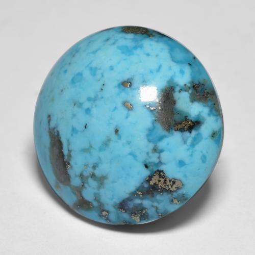 Turchese naturale turchese da 18,58 ct, taglio rotondo, opaco