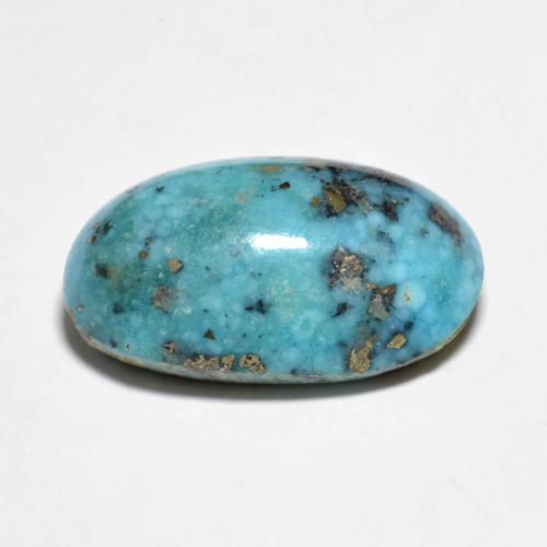 Turchese naturale turchese da 11,43 ct, taglio ovale, opaco