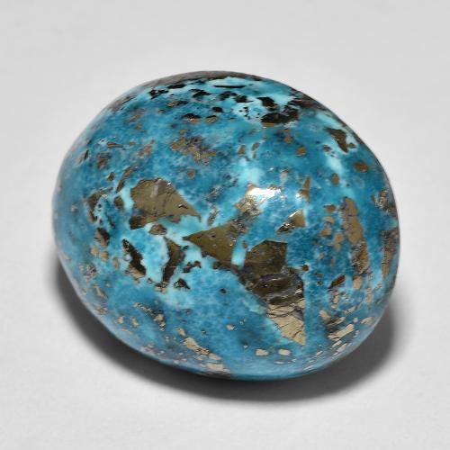 Turchese naturale turchese da 31,67 ct, taglio ovale, opaco