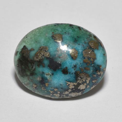 Turchese Blu verdastro scuro naturale da 10.61 ct, Taglio ovale, Opaco