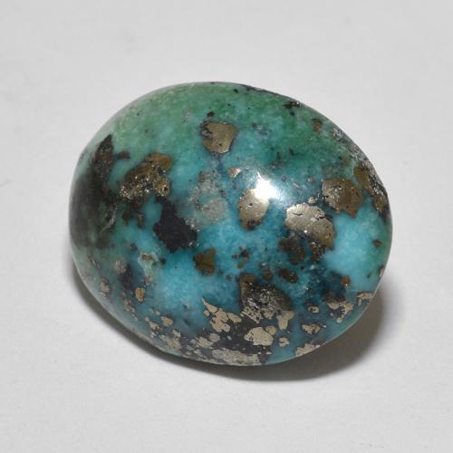 Turchese Blu verdastro scuro naturale da 10.61 ct, Taglio ovale, Opaco