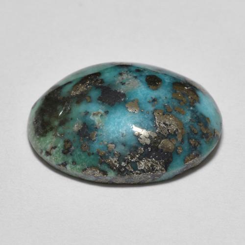 Turchese Blu verdastro scuro naturale da 10.61 ct, Taglio ovale, Opaco