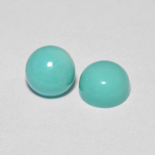 Gemme di Turchese Blu intenso verde naturale da 1.29 ct, Taglio rotondo, Opaco