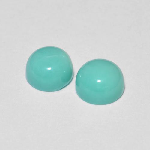 Gemme di Turchese Blu intenso verde naturale da 1.29 ct, Taglio rotondo, Opaco