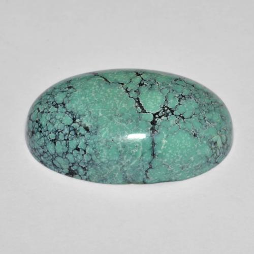 Turchese naturale turchese da 13,76 ct, taglio ovale, opaco