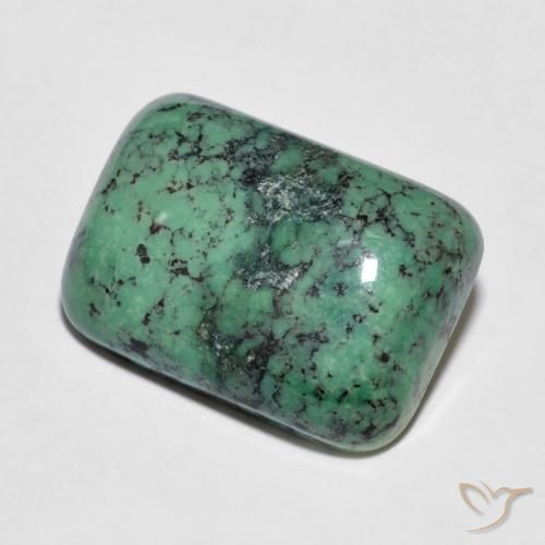 Turchese naturale verde da 7,83 ct, taglio a cuscino, opaco