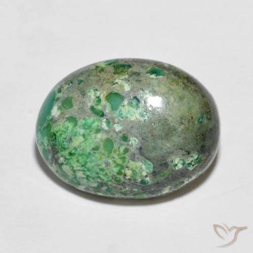 6.49ct Naturale Mela verde Turchese, Ovale, Opaco