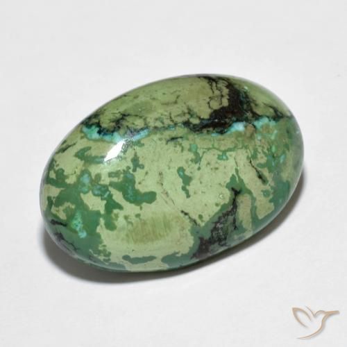 Turchese naturale verde da 9,73 ct, taglio ovale, opaco