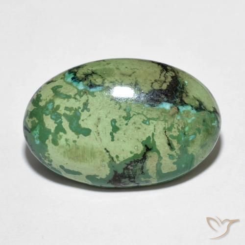 Turchese naturale verde da 9,73 ct, taglio ovale, opaco
