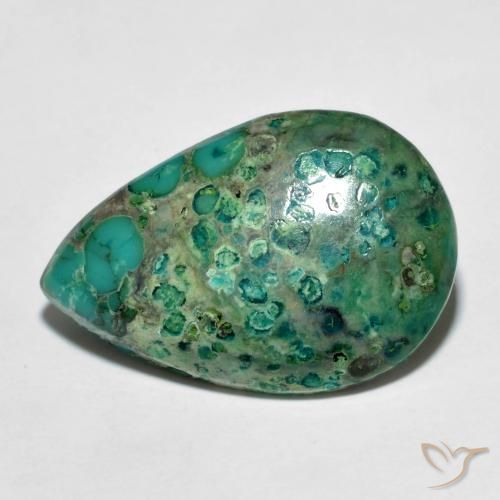 Turchese naturale turchese da 6,76 ct, taglio a pera, opaco